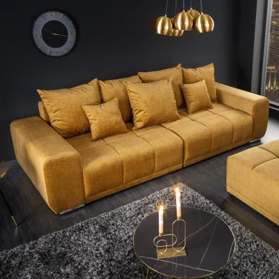 Produktbild von riess-ambiente Big Sofa ELEGANCIA 285cm senfgelb Samt inkl. Kissen Federkern Wohnlandschaft Sofa XXL Couch
