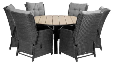 Produktbild von 7-teiliges Gartenset | 6 verstellbare Dublin Gartenstühle | Limasol Gartentisch | ø 150 cm