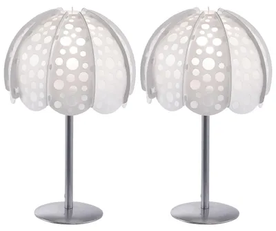 Produktbild von 2er Set Tischleuchte, Textil, weiß, Löcher, H 36 cm