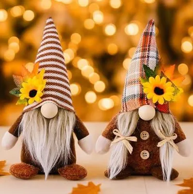 Herbstdeko Wichtel, 2 Stück, 21 × 7 × 5 cm, Zwerg Figur