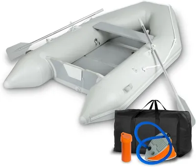 Produktbild von EBERTH Schlauchboot Angelboot Paddelboot aus robustem PVC für Außenborder 3 Personen + 1 Kind, 2,70m x 1,50m Boot mit Sitzbank, 2X Paddel, Holzboden