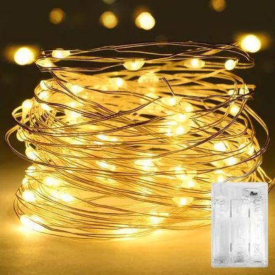 Produktbild von 4er Set 2m LED Lichterkette Warmweiß Kupferdraht Mikro Lichterketten Batteriebetrieben für Innen Hochzeit Party Weihnachten Halloween Dekoration