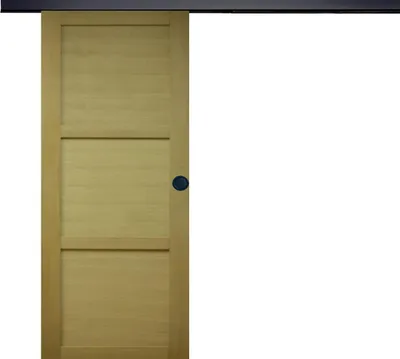 Immagine prodotto di Porta scorrevole in legno Ayous 3 pannelli H204 x L83 cm, binario in alluminio con banda nera, gusci neri GD MENUISERIES