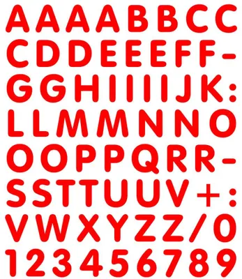Produktbild von Set Bogen Buchstaben Numeri Aufkleber, Rot