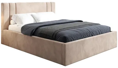 Produktbild von Polsterbett 160x200 cm Beige - mit Bettkasten und Lattenrost - Stauraumbett - Lyon