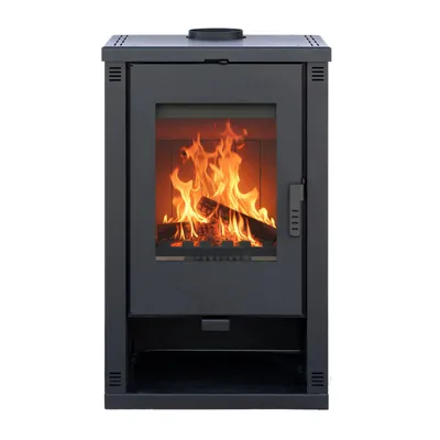 Produktbild von Kaminofen ALAZ K10M Schwarz 10 kW, Kamin Heizofen Dauerbrandofen Holzofen, Кaminholz Hüttenofen, Кaminfeuer, Briketts kamin, Fireplace wood