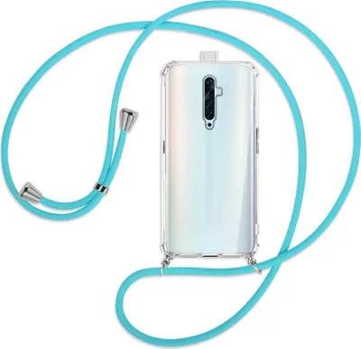 Produktbild von Handykette Backcover-Schutzhülle mit Band (Metall silberfarben) für Oppo Reno2 Z / Reno2 F - türkis