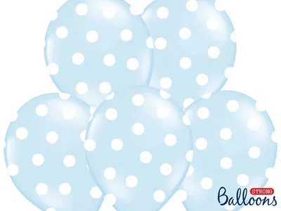 Produktbild von Luftballons 30cm, Punkte, Pastell Babyblau (1 Packung / 6 Stück)