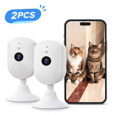 Produktbild von 4MP Überwachung Innen Haustierkamera mit app, 2.5k WLAN Kamera Indoor mit Bewegungsmelder 2-Wege-Audio, Automatische Verfolgung 2pcs