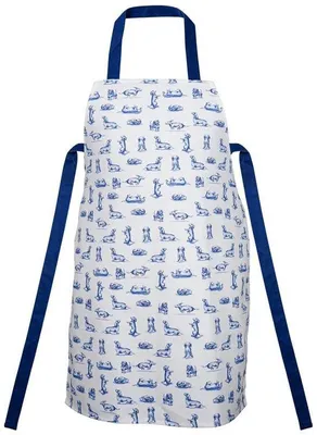 Imagen del producto de Heinen Delfts Blauw – Delantal de cocina con diseño de teckel, color blanco
