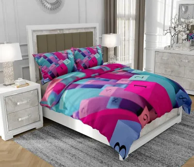 Produktbild von Bettwäsche 140x200 cm + 2x70x80 cm, 3-teilig, 100% Baumwolle, Satin, Reißverschluss, Auto, Rosa - SOVIO | So.0005