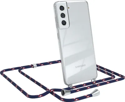 Produktbild von EAZY CASE Handykette kompatibel mit Samsung Galaxy S21 FE 5G Kette, Handyhülle mit Umhängeband, Handykordel, Schutzhülle, Kette, Silikonhülle, Silikon Cover, Navy Blau