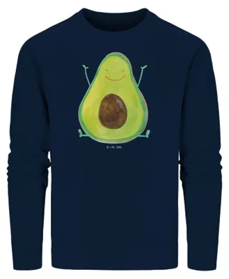 Produktbild von Mr. & Mrs. Panda Bio Baumwoll Pullover Avocado Glücklich Größe XXL - French Navy - Geschenk, Sweatshirt, Pulli, Nachhaltiger, Chaos, Freude, Frucht, Sweater