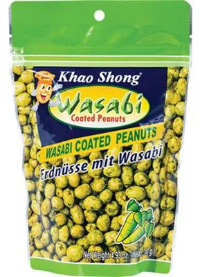 Zdjęcie produktu dla Orzeszki ziemnie z wasabi 140g - Khao Shong