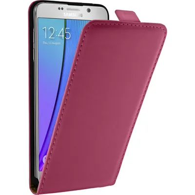 Produktbild von PhoneNatic Kunst-Lederhülle kompatibel mit Samsung Galaxy Note 5 - Flip-Case pink + 2 Schutzfolien