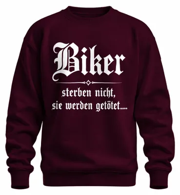 Zdjęcie produktu dla "Motocykliści nie umierają, ich zabijają" - bluza z napisem, sarkastyczna, w kolorze bordo, rozmiar S
