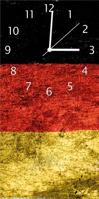 Produktbild von Wallario Design Wanduhr Verwitterte Deutschland-Fahne in schwarz rot gold aus Echtglas, Größe 30 x 60 cm