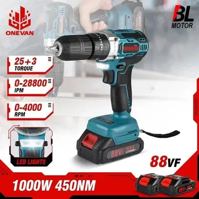 Immagine prodotto di Trapano a percussione elettrico - senza fili - 1000 W - 18 V - nero - alimentato a batteria - avvitatore