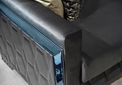 Produktbild von Sofa 3 Sitzer Luxus Möbel Wohnzimmer Dreisitzer Grau Metall mit Textil