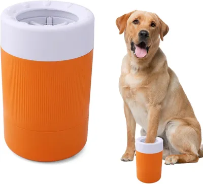 Productafbeelding van Draagbare voetwasbeker voor huisdieren met zachte borstel, geschikt voor honden en katten
