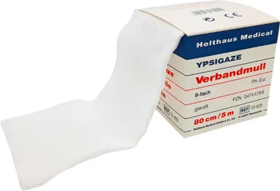 Produktbild von Holthaus Ypsigaze Verbandmull, 100% Baumwolle - 10 cm x 10 m | Packung (1 Stück)