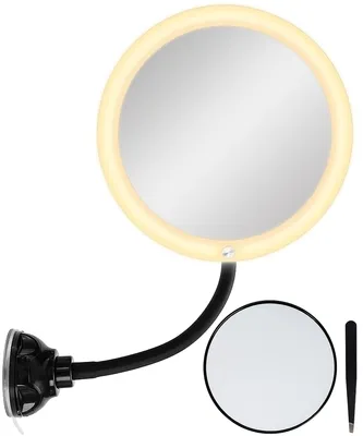 Productafbeelding van Zoomique Make-up Spiegel met Licht - 10x Vergroting - LED - 3 Lichtkleuren - Zuignap