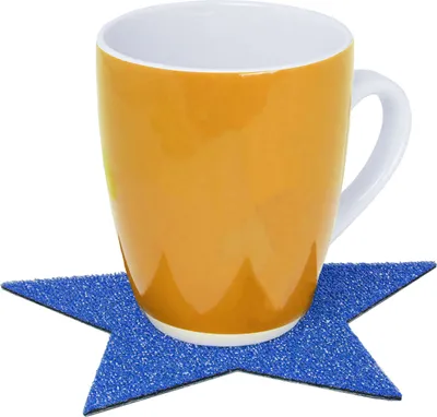 Produktbild von Primaflor Deko-Stern - GLIMMER - Blau - 16,5 cm - Teller- & Tassenunterlage - Tischunterlage - Tischdecke, Filzdecke & Weihnachts-Deko - Tischdeckchen, Platzdeckchen