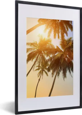 Produktbild von MuchoWow® Gerahmtes Poster Palme - Sonne - Sommer - Tropisch 40x60 cm - Poster mit Schwarzem Bilderrahmen Wandposter Rahmen Foto Bilder - Poster in Rahmen