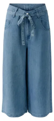 Produktbild von Dunkelblaue Denim Hose Relaxed Fit 3/4-Länge High Waist mit abnehmbarem Gürtel Größe 34