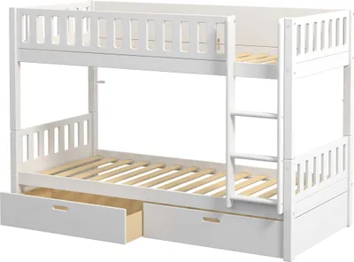 Produktbild von FURNLUX Etagenbett Viggo Weiss 90x200cm / Hauptfarbe: Weiß / Abmessungen: 102 x 144 x 208 cm
