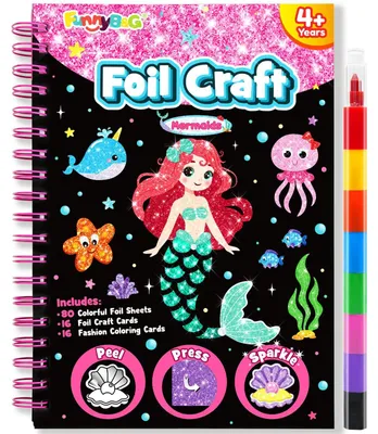 Immagine prodotto di Arte con lamina metallica, attività creative per bambini, giocattolo da viaggio per attività fai-da-te, set per attività manuali, regalo per bambini, idea regalo per bambine di 4, 5, 6, 7, 8, 9 anni, tema sirena