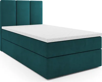 Produktbild von MR GROUP Boxspringbett RYGA MINI 90x200 links Kinderbett Jugendbett Einzelbetten Bett mit Stauraum Polsterbett Matratze Topper H3 Schlafzimmer grün