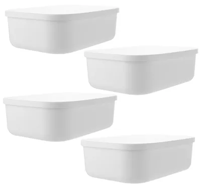 Immagine prodotto di Omgoods - 4 contenitori di plastica con coperchio - Scatole impilabili per la casa e l'ufficio