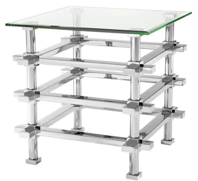 Image de Casa Padrino Table d'appoint de luxe Argent 61 x 61 x H. 61 cm - Table en acier inoxydable avec plateau en verre