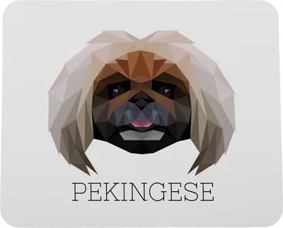 Produktbild von Mauspad aus Metall mit Pekingese-Hundemotiv, weiß, 19 x 23 cm