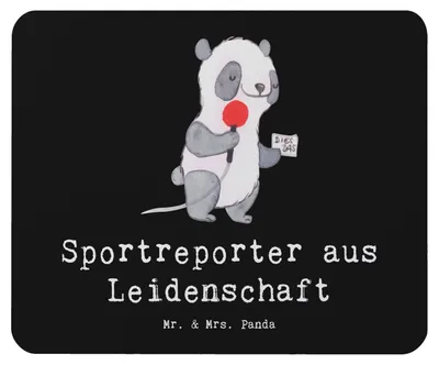 Produktbild von Mr. & Mrs. Panda Mouse Pad Sportreporter Leidenschaft - Schwarz - Geschenk, mousematte, Mauspad, laptop mousepad, notebook