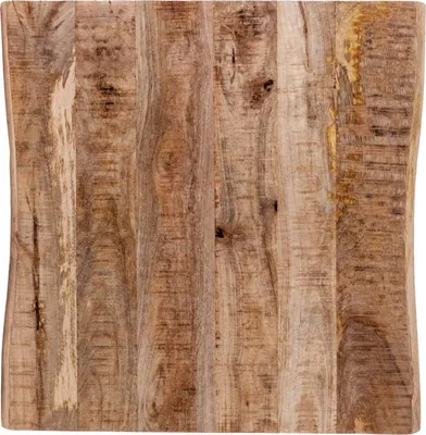Produktbild von Holzplatte 60x60 cm Emilia, Tischplatte aus Mangoholz massiv + raue Oberfläche, Baumkanten-Platte für Heimwerker, geeignet für Arbeitsplatten, Tische & Fensterbretter