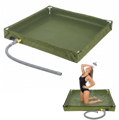 Image de Douche pliante avec tuyau d'évacuation, idéale pour le camping