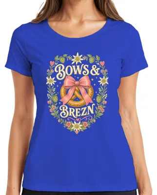 Productafbeelding van Bows & Brezn , traditionele kleding voor het : Dirndl (vrouwenjurk), lederen broek (alternatief), dames T-shirt, blauw, maat M