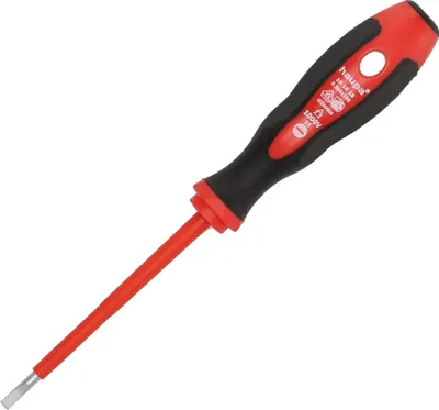 Produktbild von HAUPA VDE-Schlitz-Schraubendreher 4x100mm, isoliert, 2K-Griff, rot/schwarz, 1 Stk.