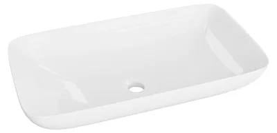 Zdjęcie produktu dla Umywalka nablatowa LAVITA Toro | Umywalka nablatowa prostokątna | Umywalka bez przelewu i otworu na baterię | Wykonana z wysokiej jakości porcelany | Umywalka | 70,5 x 39 x 13,5 cm | Biały połysk