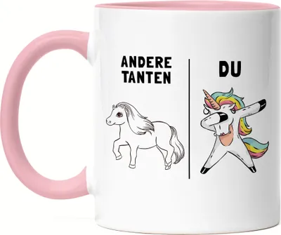 Produktbild von Andere Tanten Du Tasse Rosa beste Tante der Welt Geschenk Einhorn Lustig Geburtstag Tasse für Tante von Nichte & Neffe