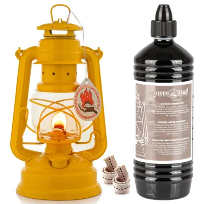 Produktbild von Feuerhand 276 Signalgelb Sturmlaterne + 1 Liter Öl + 2x Ersatzdocht
