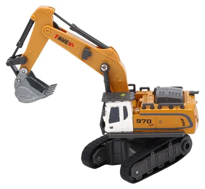 Produktbild von Mini-RC-Bagger, Maßstab 1:64, ferngesteuertes Fahrzeug aus Aluminiumlegierung mit 2,4-GHz-Empfänger, per App steuerbares Baggermodell mit Licht und Musik
