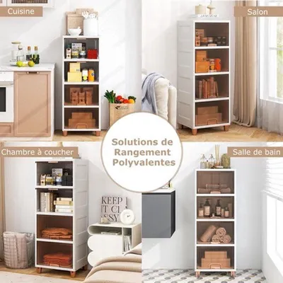 Obrázok produktu pre Úložný box, stohovateľný - 150 litrov - s magnetickým uzáverom - 4 úrovne - biely - plastový