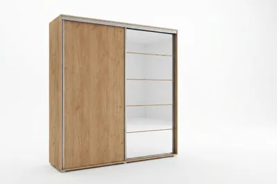 Zdjęcie produktu dla Szafa A21 craft złoty, przesuwna z lustrem - 125 x 62 x 215 cm