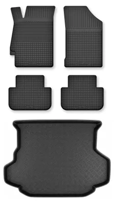 Image de Tapis en caoutchouc + bac de coffre pour Kia Carens I 2002-2006 (5 places) – 5 pièces, noirs, semi-universel, adapté