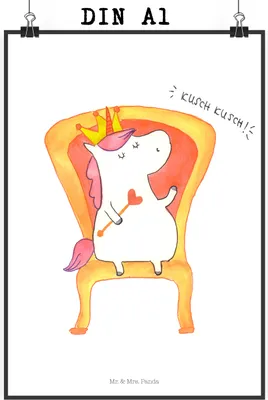 Produktbild von Mr. & Mrs. Panda Bild Einhorn Prinzessin DIN A1 - Weiß - Geschenk, drucke, Monat, Geburtstagsgeschenk, wanddeko, Geburtstag, Unicorn, Plakat, Wandbild, Kunstdruck