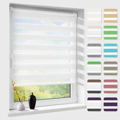 Image de Store double Klemmfix sans percer Duo Rollos pour fenêtre porte avec percer blanc 45x150cm protection solaire store à pince store fenêtre store zébré store à tirage latéral