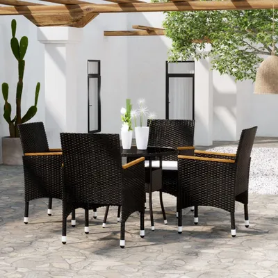 Produktbild von ZMH 5-tlg. Garten-Essgruppe Poly Rattan Schwarz